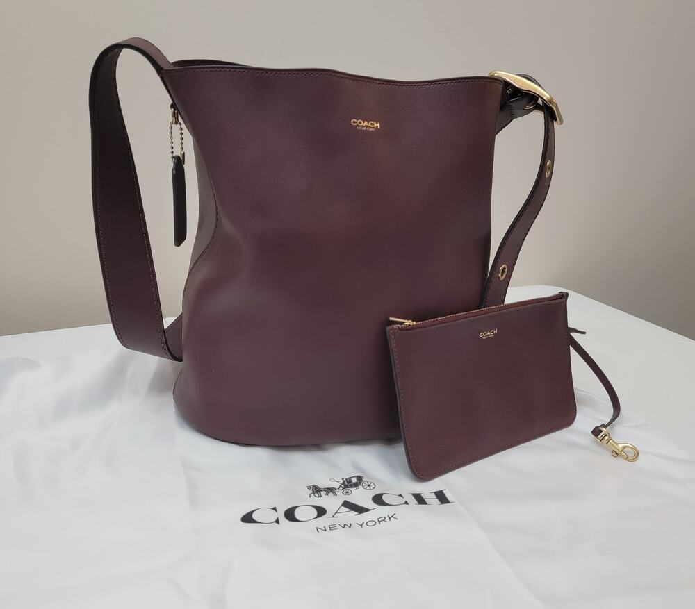 Coach Bleecker Bucket Bag CCC23 Maple Leather w/ Pouch & Dust Bag Like New